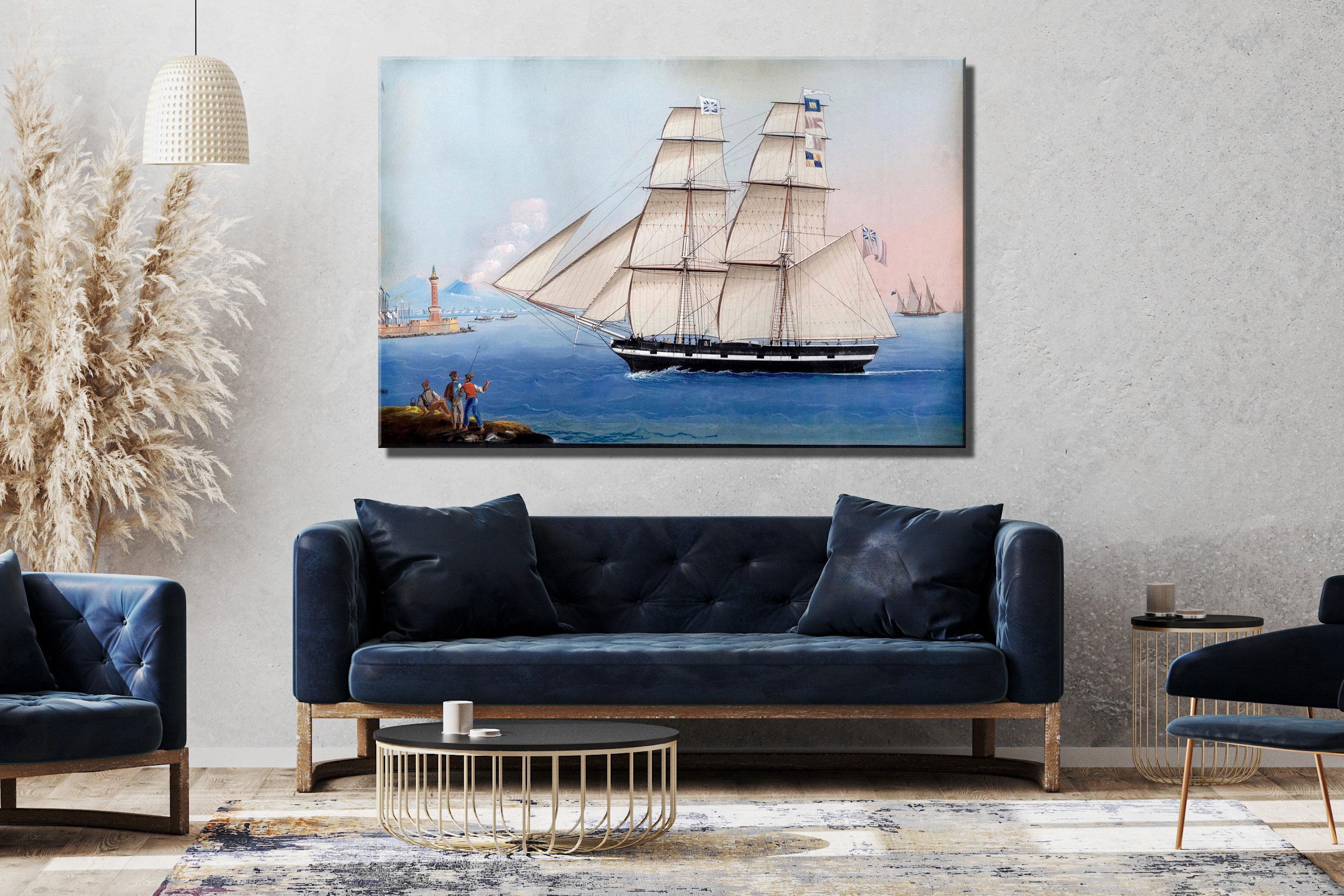 航海アートプリント：ナポリ湾 1838年 海事絵画 - Etsy 日本