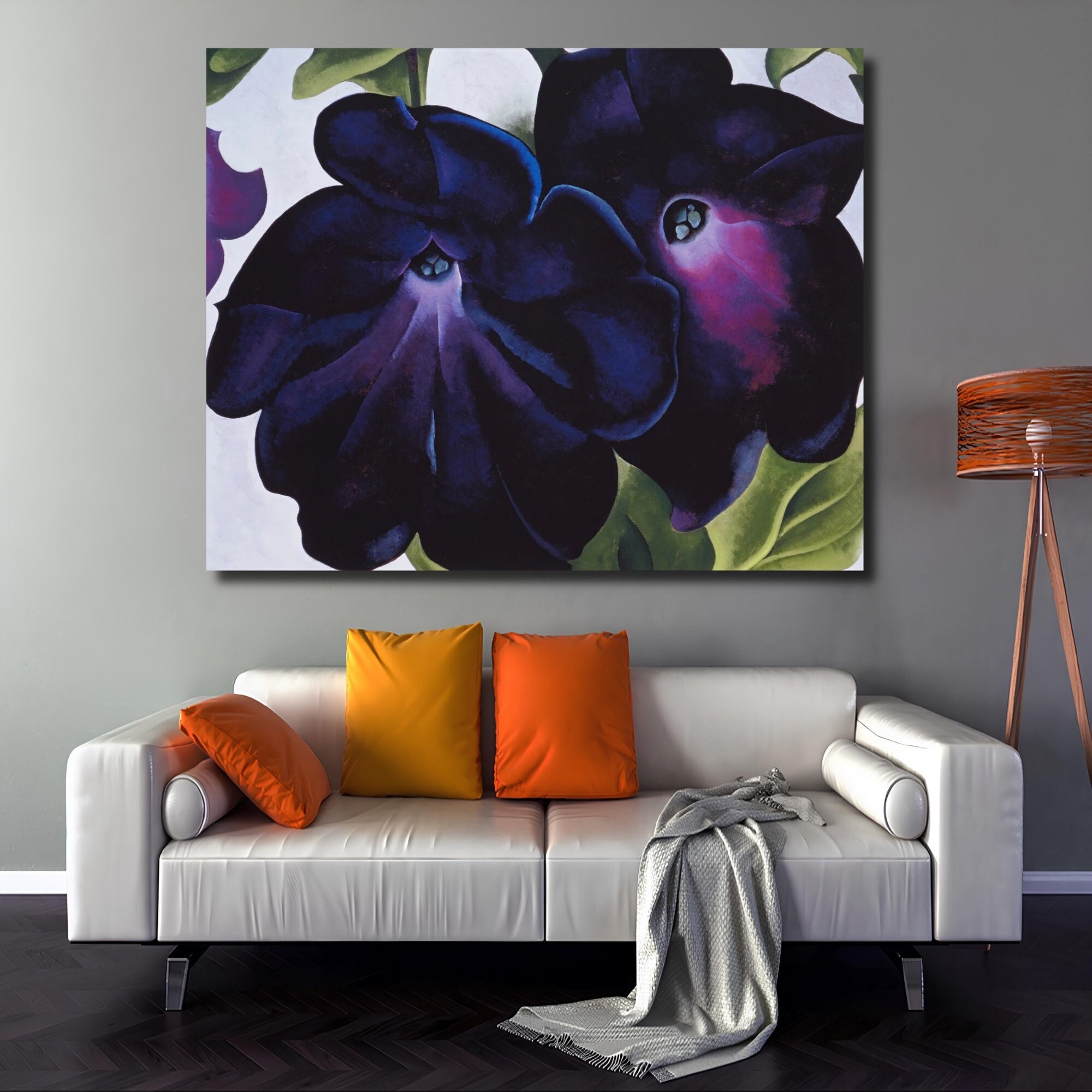 Georgia O'keeffe Purple Petunias Canvas Art Print, Floral Wall