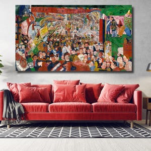 Christ’s Entry into Brussels 1889 Canvas Wall Art, James Ensor Poster Print, Colorful Fine Art, Political Art Decor, Crowd Painting