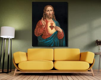 Impression sur toile Sacré-Cœur de Jésus : art mural religieux