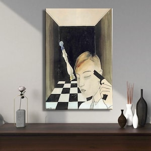 Rene Magritte, Checkmate, 1926, Rene Magritte Print, Magritte Poster,  Portrait Poster,Surrealism Art,Modern Canvas Wall Art,Home Wall Decor