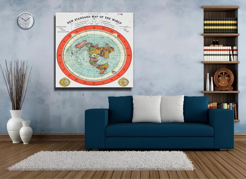 Gleason's 1892 Flat Earth Map: Vintage Canvas Wall Art image 2