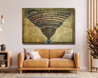 Botticelli Map of Hell Canvas Art: Dante's Divine Comedy, Renaissance Poster