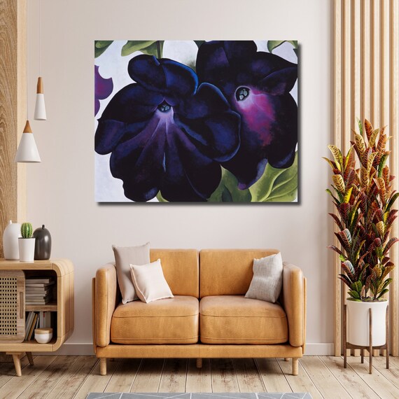 Georgia O'keeffe Purple Petunias Canvas Art Print, Floral Wall