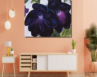 Georgia O'keeffe Purple Petunias Canvas Art Print, Floral Wall
