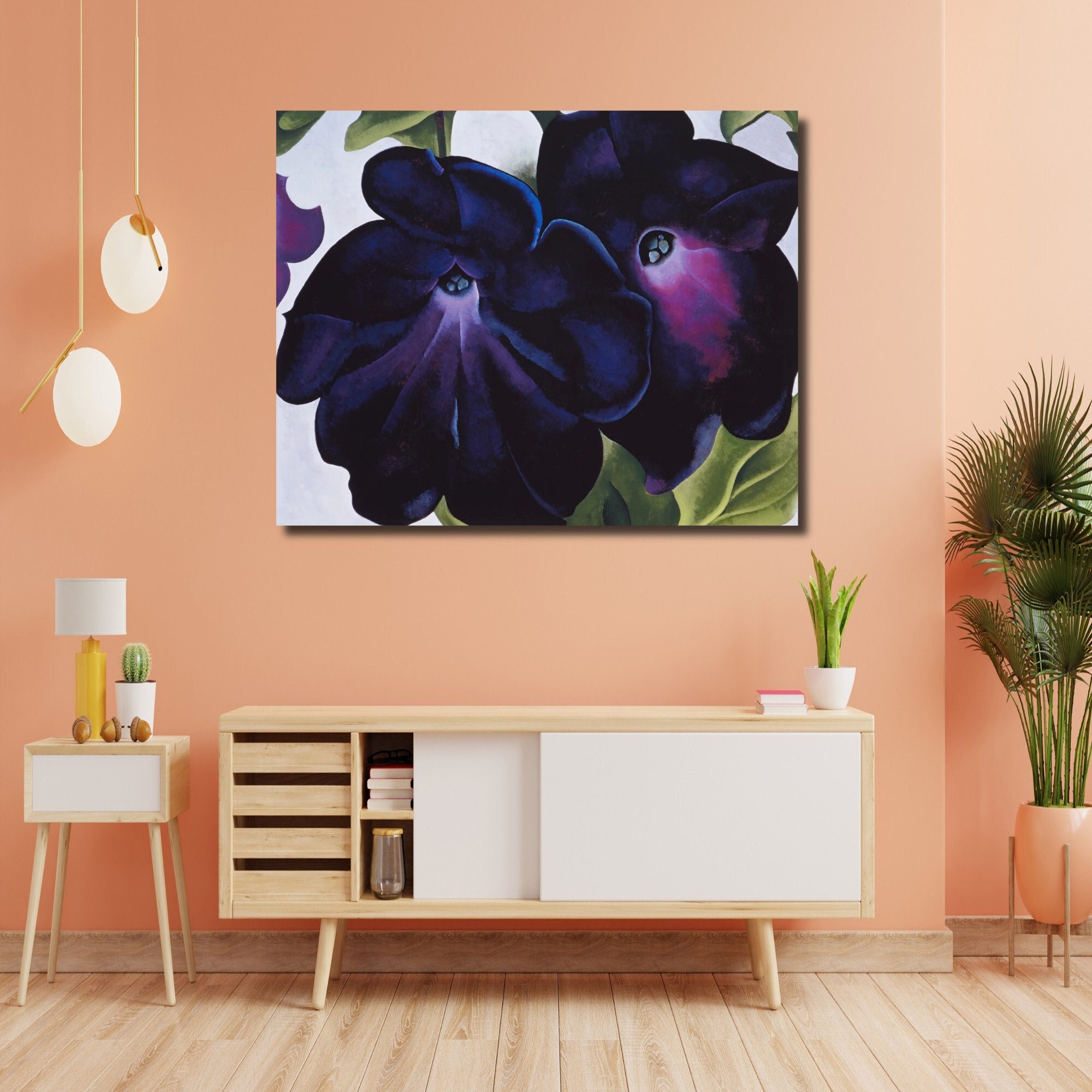 Georgia O'keeffe Purple Petunias Canvas Art Print, Floral Wall
