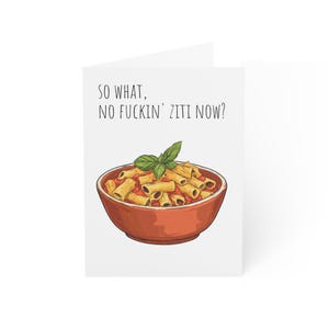 Tarjetas de felicitación, tarjeta en blanco con ziti de Los Soprano, tema del programa de televisión de la mafia italiana, tarjetas de notas, juego de papelería, tarjetas hechas a mano, ilustración de pasta ziti