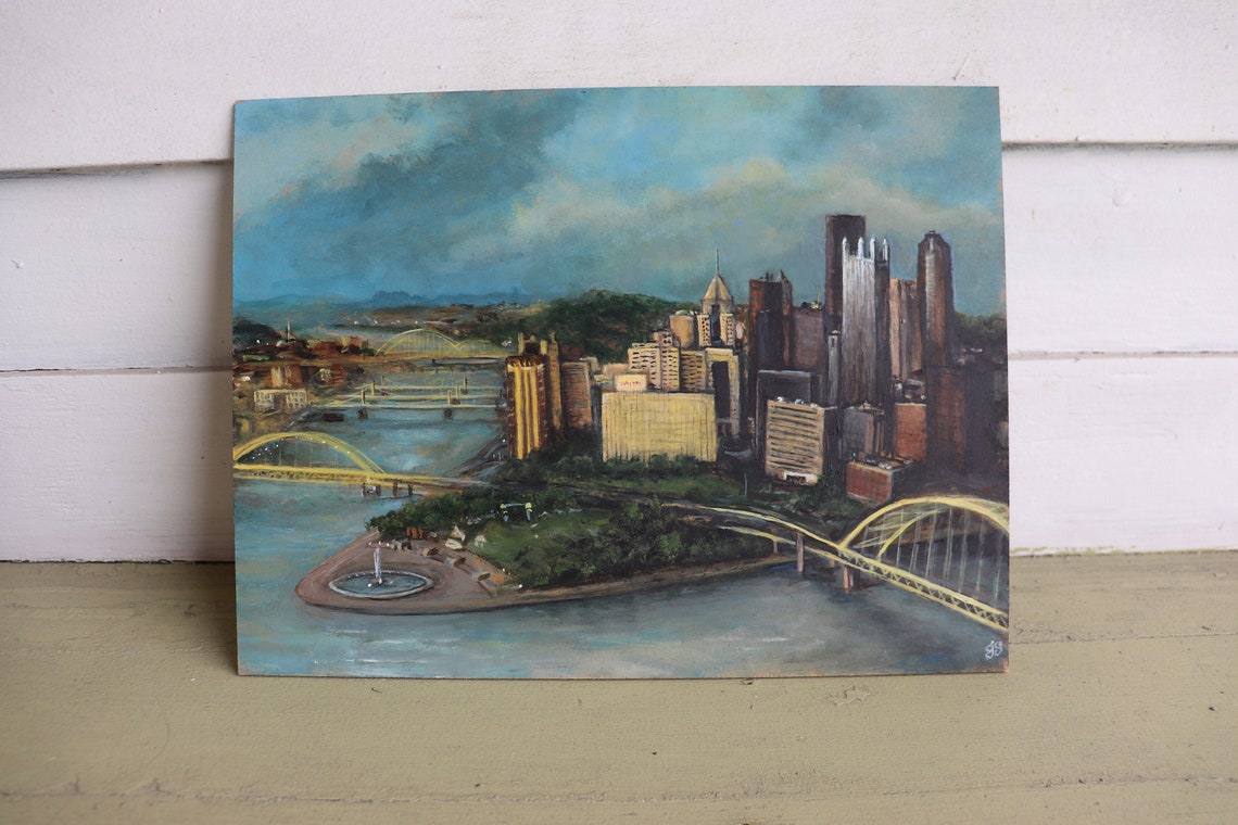 Pittsburgh Landscape Painting Point State Park Pennsylvania Etsy