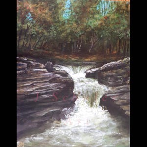 Rattlesnake Creek Painting: Pennsylvania Autumn Waterfall, 11&quot; x 14&quot; Acrylic