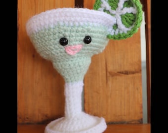 Margarita Amigurumi, Crochet, Plush, Cocktail, Party, Lime, Green, White, Fiesta, Cute, Drinks, Needlework, Novelty, Toy