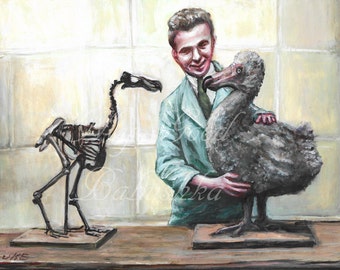 Building a Dodo Bird, Original Painting, Natural History, Bird, Extinct, Taxidermy, Science, Biology, History, Museum, Skeleton, Model