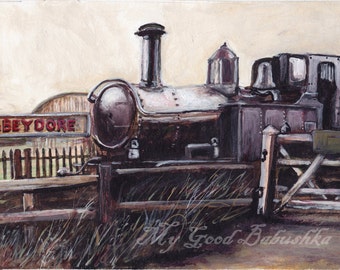 Abbeydore Railroad, Old Train, Train Station, Golden Valley Railway, English History, Original Painting, Travel, Victorian Era, Engine