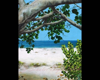 Under the Seagrape Tree, Instant Print Art, Digital Download, Beach, Summer, Tropical, Caribbean, Tree, Vacation, Aruba, Landscape, Seascape