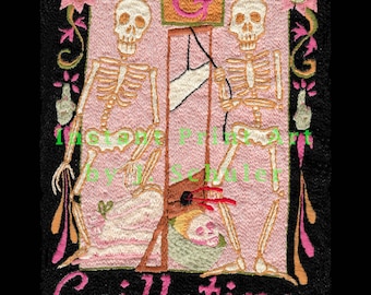 G is for Guillotine. The Executioner's Alphabet, Hand-Embroidery, Digital Download, Dark Art