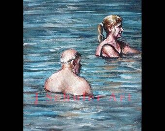 Swimmers in the Ocean #1, Original Painting