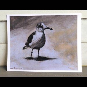 Seagull Art Print: Coastal Beach Wildlife Painting