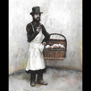 Bread Seller Painting: Victorian Man Portrait, Street Food Vendor