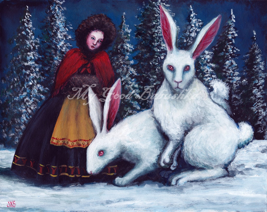 The Rabbit Maid Original White Rabbits Russian Forest Etsy