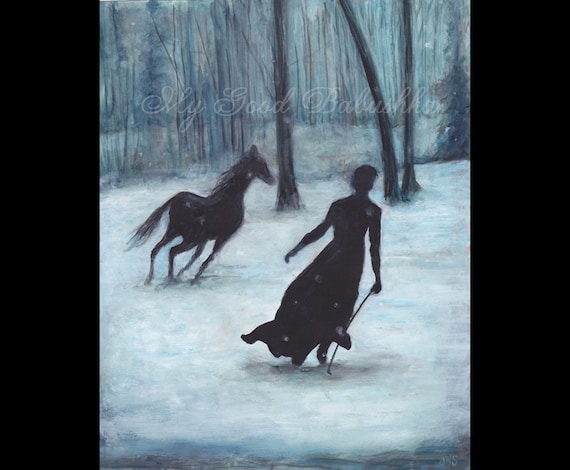 Nepal Lady Horse Fucking Video - A Winter Tale Original Painting Snow Horse Forest - Etsy