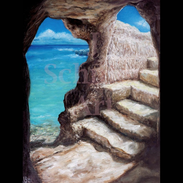 Cave of Poetry, Instant Printable Art, DIY, Digital Download, Landscape, Ocean, Cave, Grotto, Italy, Mediterranean, Puglia