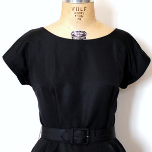 Vintage 50s 1950s RK Originals Black Silk Faille Belted Cocktail Dress and Jacket Set image 3