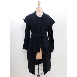 Vintage 70s 1970s Sonia Rykiel Black Wool Tie Waist Sweater Coat