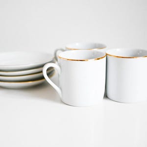 Vintage Benjamin and Medwin White Porcelain Demitasse Set with Gold Gilt
