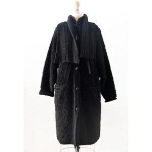 Vintage 70s 1970s Sonia Rykiel Black Teddy Bear Wool Sweater Coat