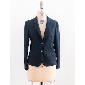 Vintage 70s 1970s Pendelton Wool Graphite Grey Fitted Suit Jacket Blazer