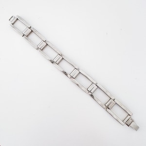 Vintage Estate Sterling Silver 925 Bold Geometric Rectangle Square Link Tank Bracelet