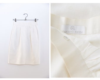 Vintage 90s 1990s Carolyn Roehm Off White High Waisted Tulip Skirt