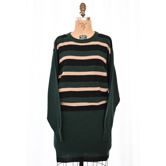 Sonia Rykiel, Vintage 70s Sonia Rykiel Wool Striped Sweater Dress - Size Small