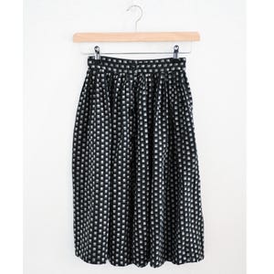 Vintage 70s Star Of India Black and White Abstract Woven Cotton Button Front Skirt