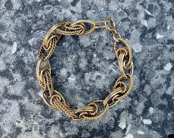 Vintage Estate 14k Yellow Gold Twisted Fancy Link Bracelet 7 3/8" 29.1g