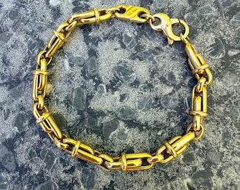 Vintage Estate 14k Yellow Gold Mariner Barrell Fancy Link Bracelet 7 1/2" 11.4g