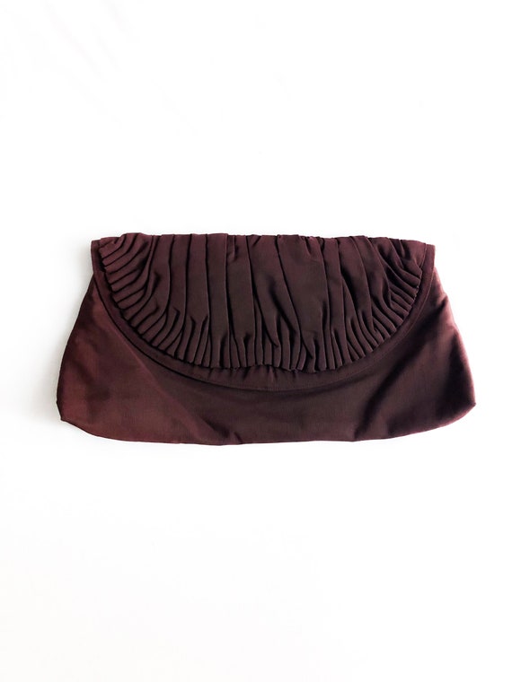 Vintage 40s 1940s Chocolate Bar Brown Pleated Ray… - image 1