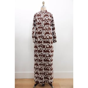 Vintage 70s 1970s Bill Hazel Haire for Friedricks Abstract Print Long Sleeve Dress Hostess Gown
