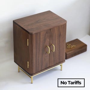 Massivholz Schmuckschatulle, Großer Schmuck Organizer mit Schubladen, Nussbaum Kirschholz Etui, Ohrring Armband Ring Halskette Aufbewahrungsbox