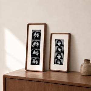 Solid Wood Photo Strip Frame Walnut Teak | Vertical Photo Booth Frame for 1.5x8, 2x5, 2x6, 2x8 Photos | Travel Memory Keepsake Wall Display
