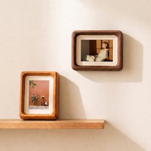 Small Solid Wood Picture Frame – Rounded Corner Walnut and Teak Photo Frame, Desk & Wall Display, 2x3 to 8x10