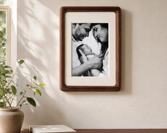 Solid Wood Picture Frame: Rustic Walnut & Teak, Natural Grain