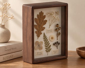 Solid Wood Shadow Box Frame – Walnut and Teak, 1 or 2 Inch Deep Display Case for Dried Flowers, Canvas & Keepsakes
