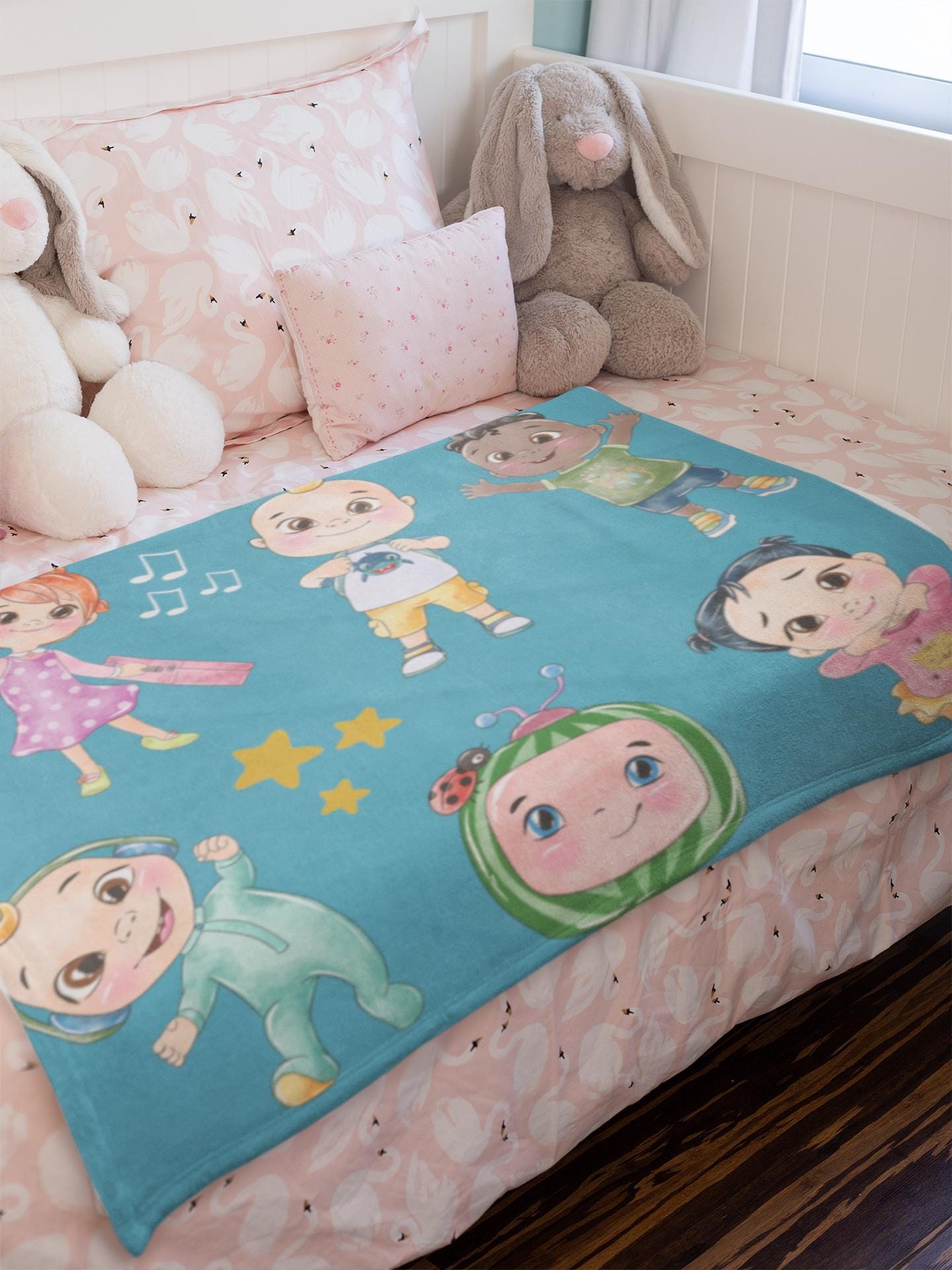 Cocomelon Toddler Blanket Bundle - Premium Fleece With Stickers & Toys