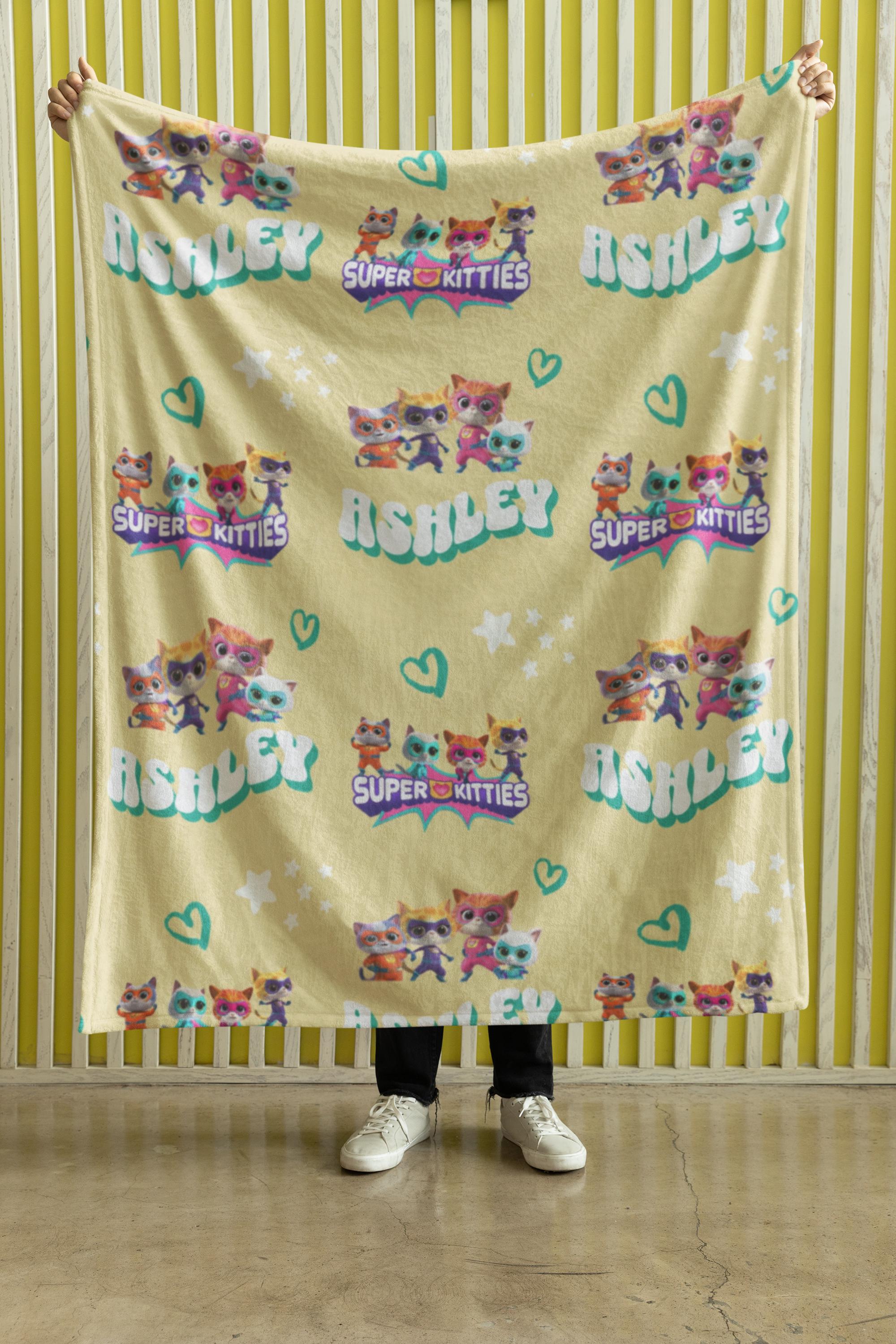 Discover Personalized Super Kitties Blanket, Custom Super Kitties Blanket, Blanket for Girls, Blanket Kids, Disney SuperKitties,birthday gift, Cats