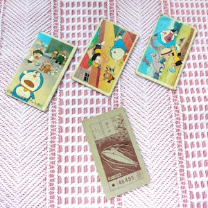 Doraemon's Menko japanische Menko Karten retro Set 3 Bogen vintage F/S Versandkostenfrei Gebraucht Japan Sammlerstück seltenes Einzelstück