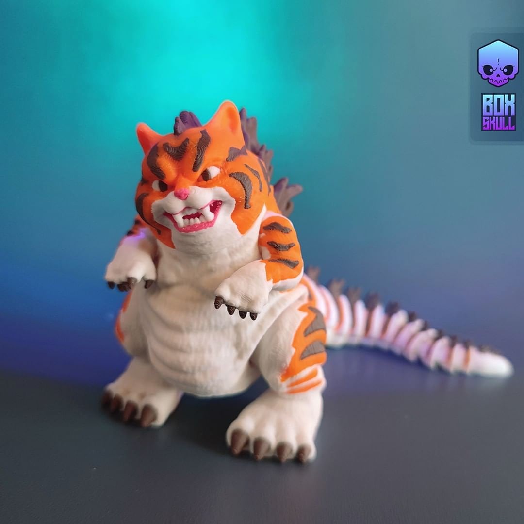 Catzilla-boxskull3d. STL File for 3D Printing, Articulated Figure