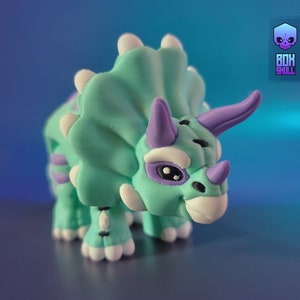 Triceratops BOXSKULL3D. STL file for 3D printing, articulated figure, cute flexi, print in place: 3MF and STL files included!