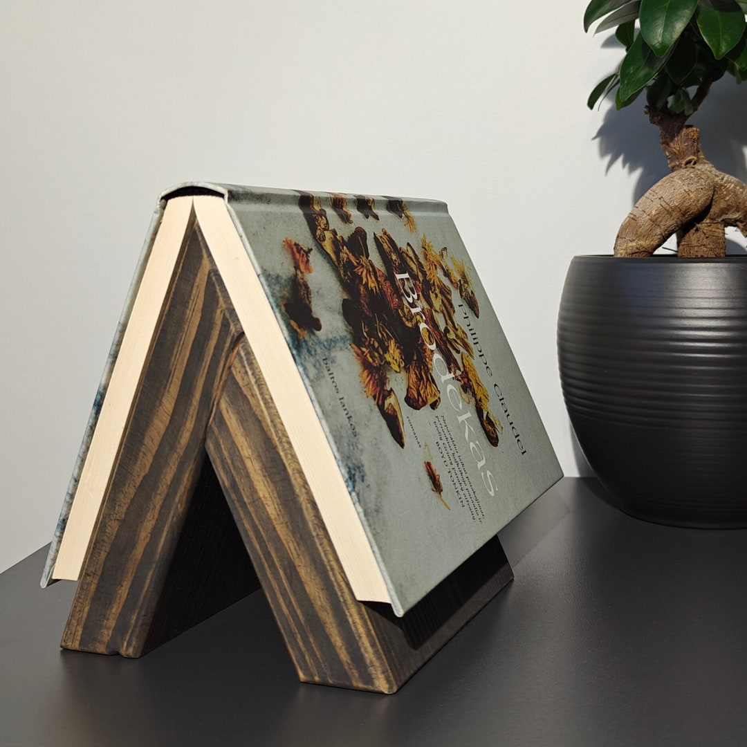 Wooden Triangle Book Holder Stand For Page Rest, Portable Sturdy Bookshelf Home Decor For Textbooks Xmas Gifts For Readers Teachers Writers
