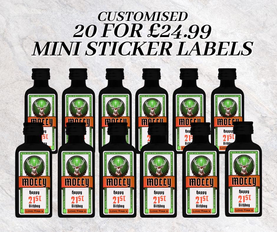 20 Custom Mini Personalised liqueur bottle labels - Wedding Party Favours -any occasion, corporate business, birthday, engagement party
