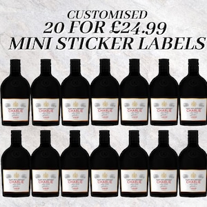 20 etichette personalizzate per bottiglie VSOP mini - Bomboniere per feste di matrimonio - qualsiasi occasione, aziendale, compleanno, bomboniera per feste di fidanzamento